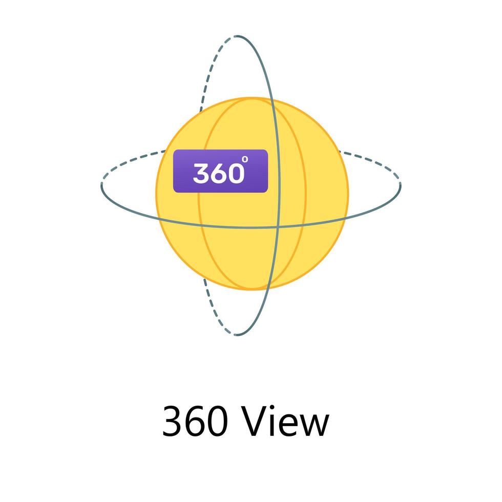 Rotationsgrad der virtuellen Realität, flacher Gradientenvektor der 360-Grad-Ansicht vektor