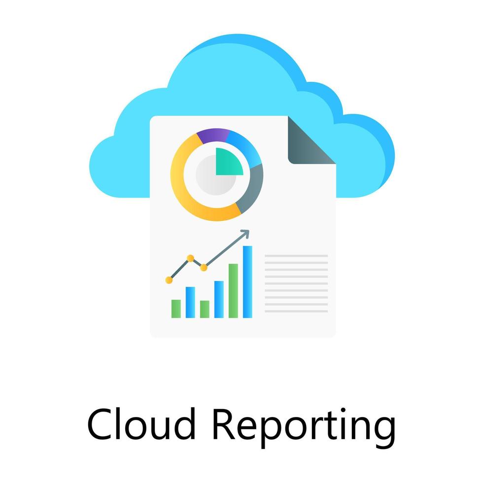 flaches Gradientensymbol der Cloud-Berichterstattung im trendigen editierbaren Stil vektor