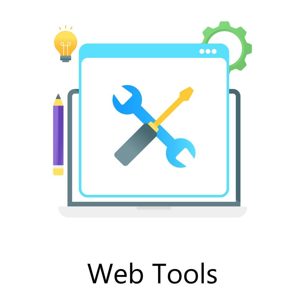 skiftnyckel med skruvmejsel insider webbplats, webbverktyg gradient koncept ikon vektor