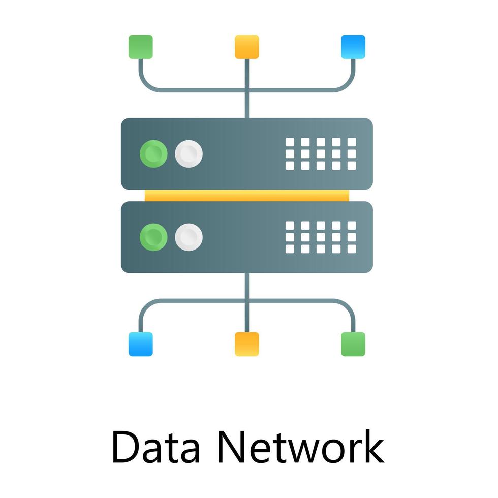 server med noder som visar datanätverk platt gradient koncept ikon vektor