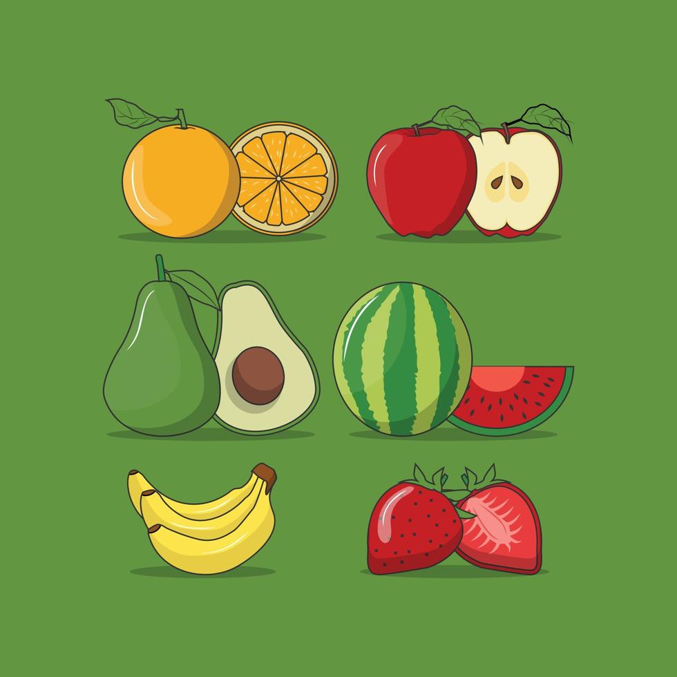 illustration av frukt i tecknad vektorritning vektor