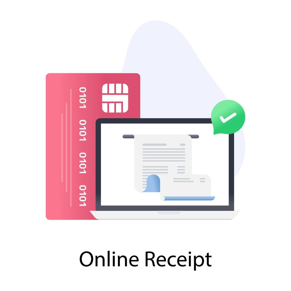 e bankkoncept, platt ikon av online kvitto vektor design