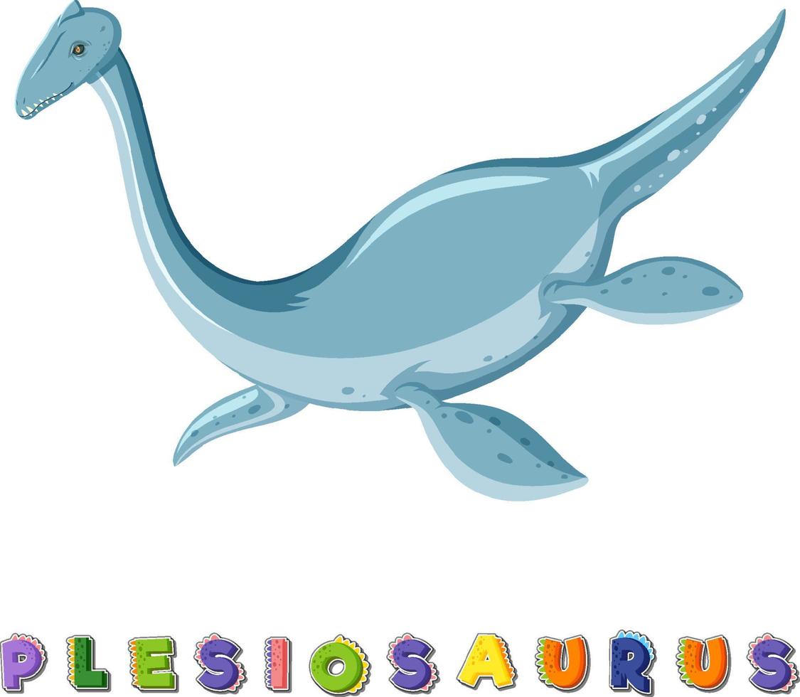 Dinosaurier-Wortkarte für Plesiosaurus vektor