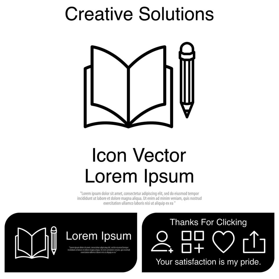 Buch-Bleistift-Icon-Vektor eps 10 vektor