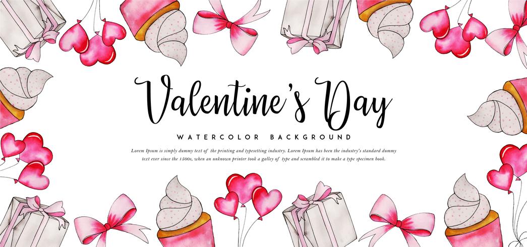 Aquarell Cupcake Valentine Banner vektor