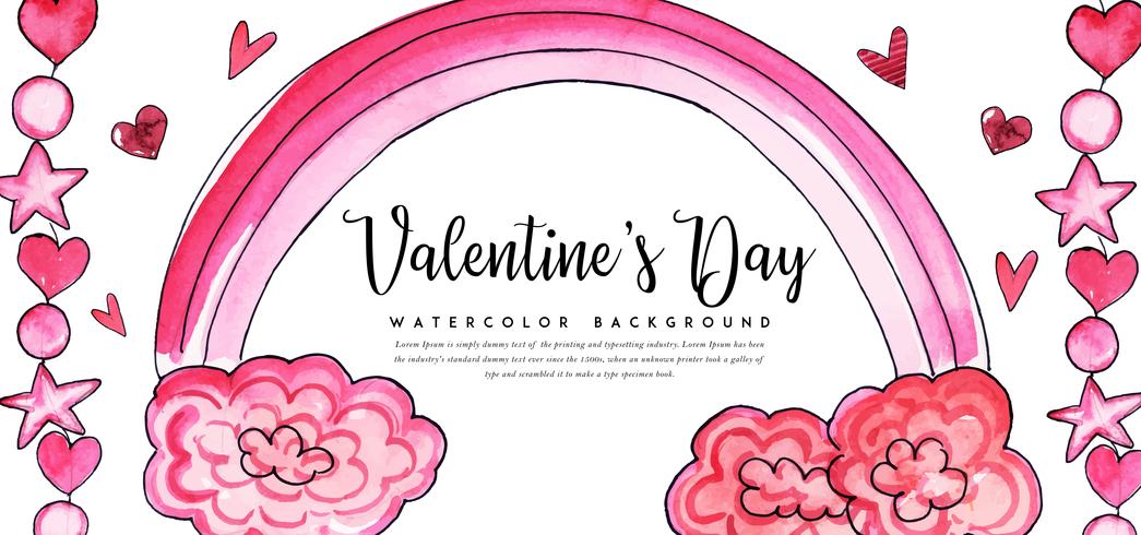 Raimbow Aquarell Valentine Banner vektor