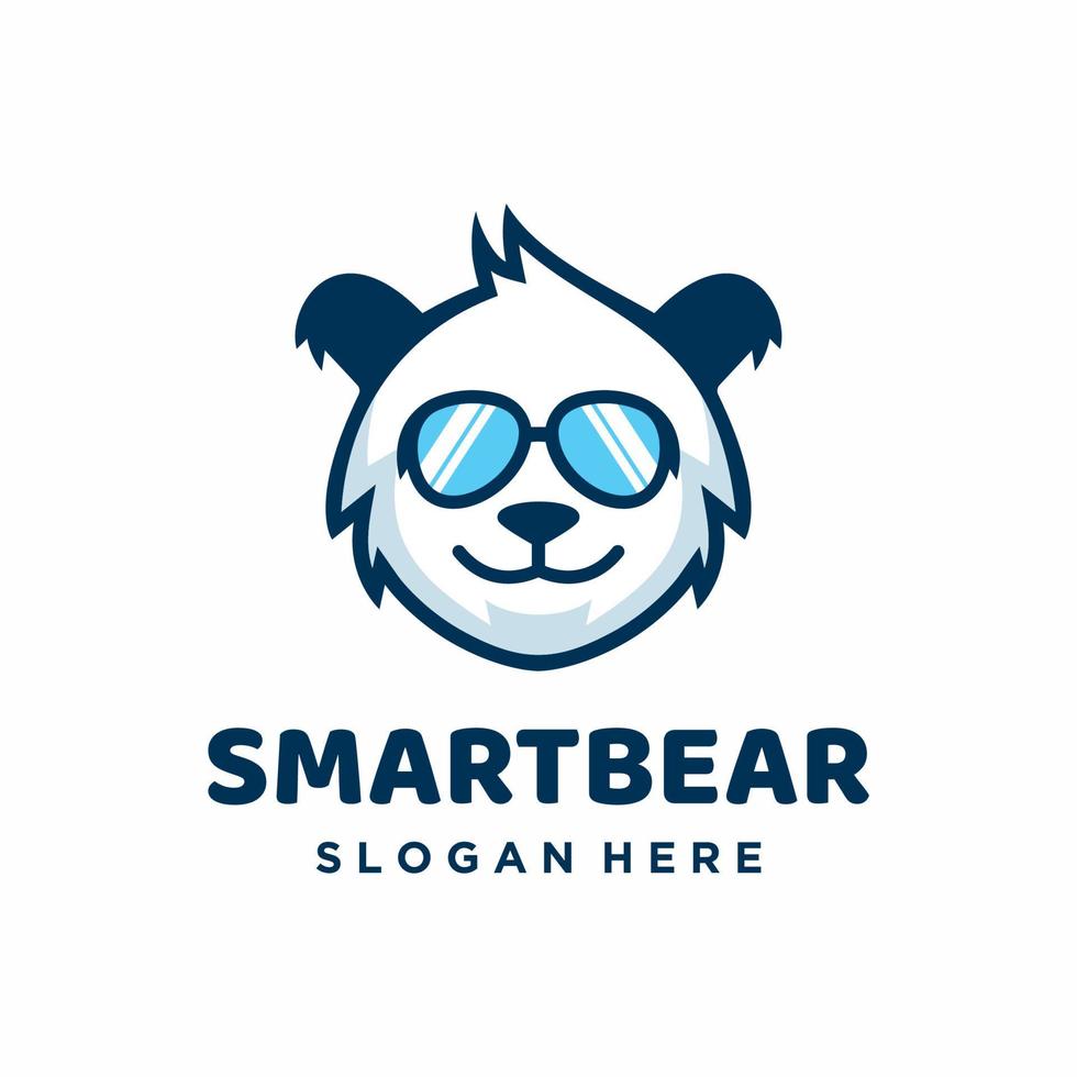 intelligenter Bär in Sonnenbrillen-Logo-Design-Vorlage vektor