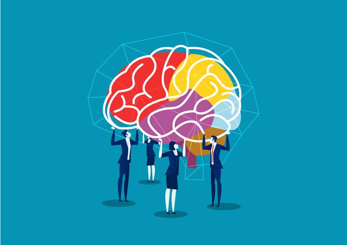 Team Business Lift Gehirn, um die Idee zu verbinden vektor