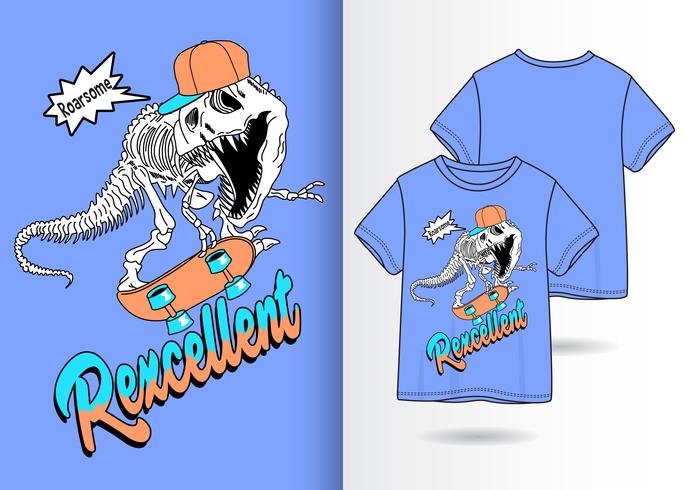 Rexcellent Dino handritad t-shirtdesign vektor