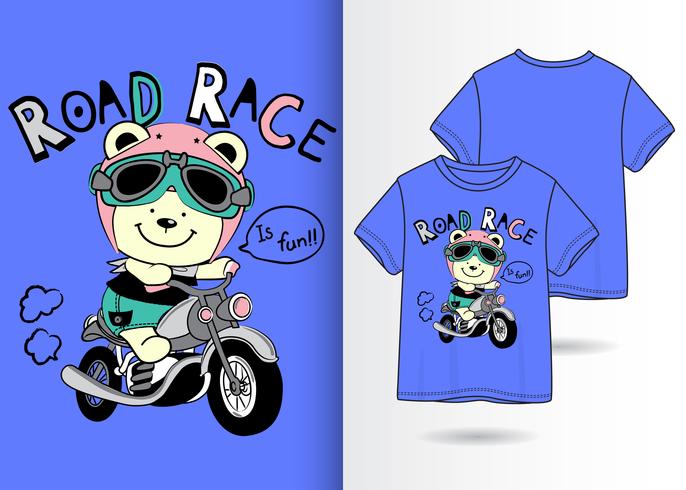 bear road race handritad t shirt design vektor