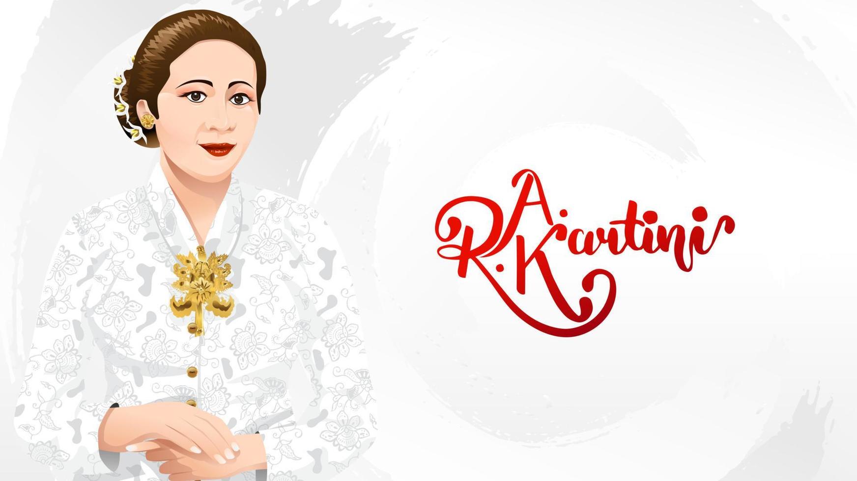 kartini dag, ra kartini kvinnors hjältar och mänskliga rättigheter i Indonesien. banner mall design bakgrund - vektor