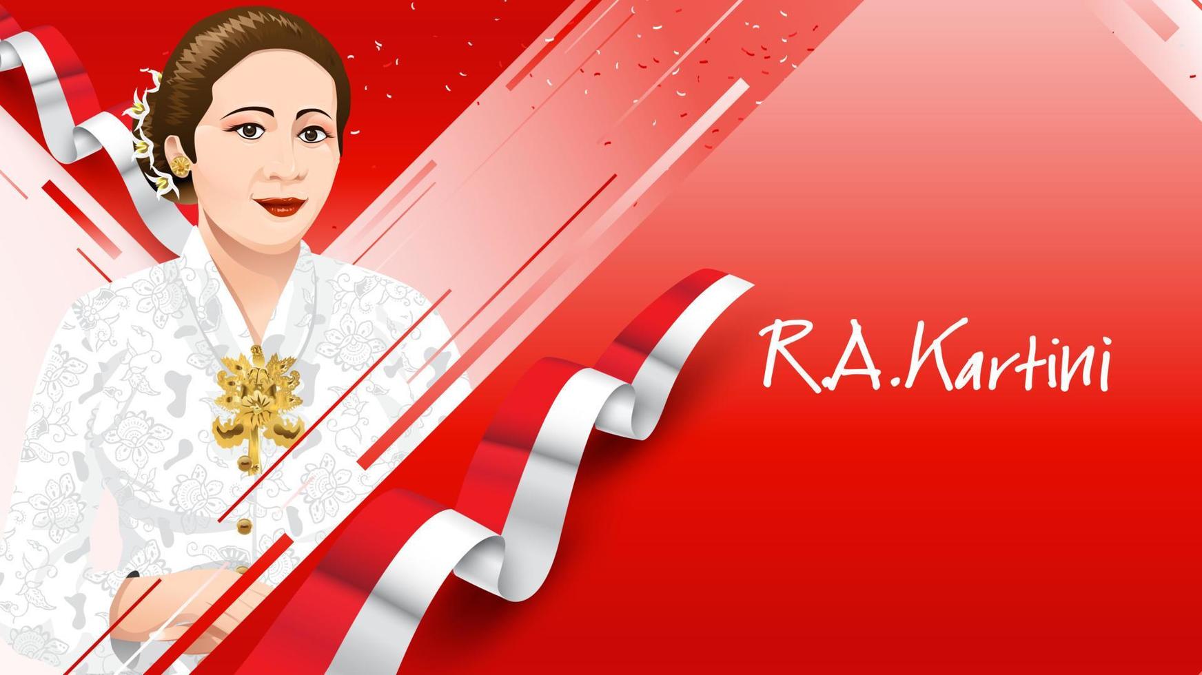 kartini tag, ra kartini die helden der frauen und der menschenrechte in indonesien. Banner-Template-Design-Hintergrund - Vektor