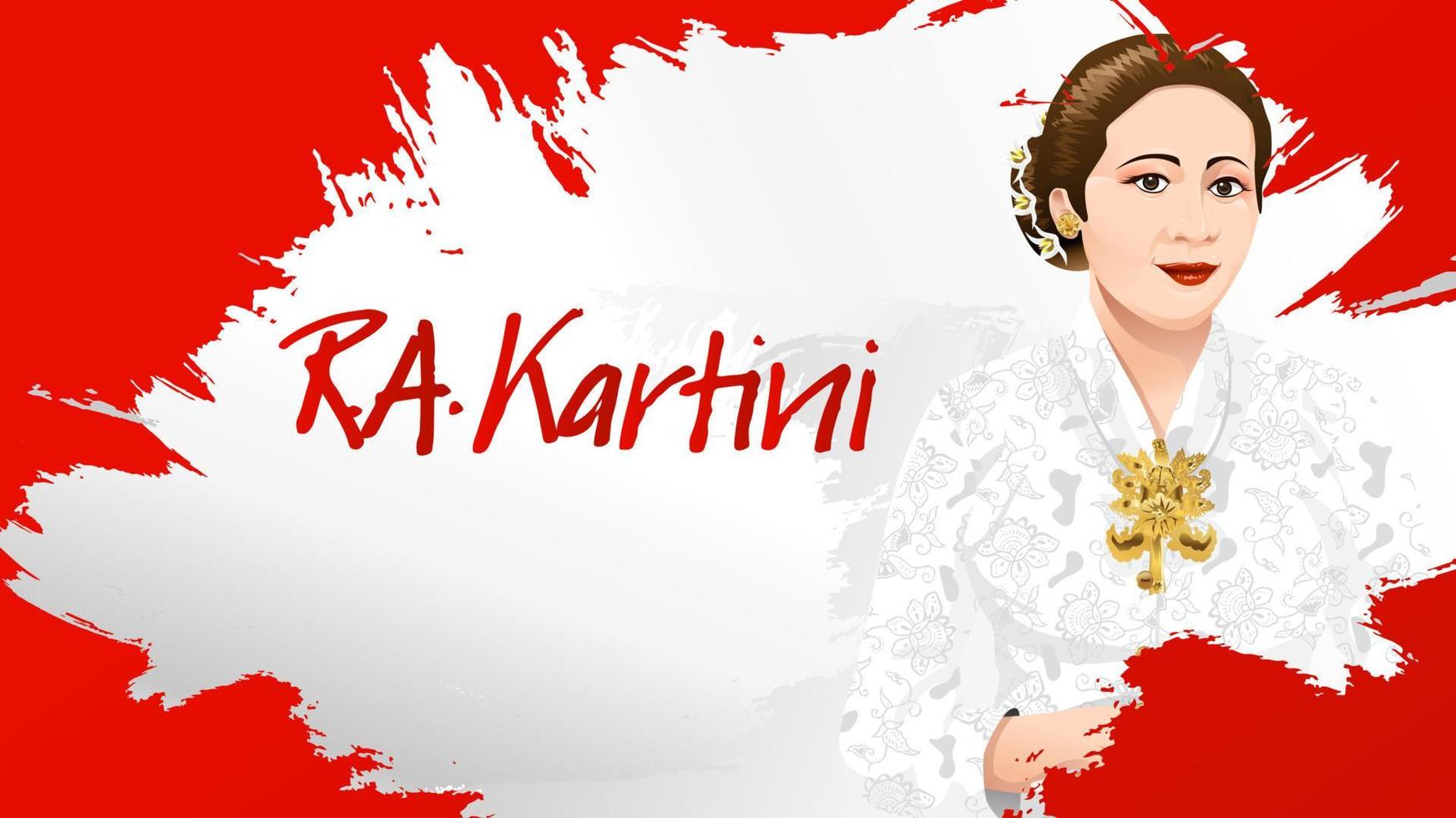 kartini dag, ra kartini kvinnors hjältar och mänskliga rättigheter i Indonesien. banner mall design bakgrund - vektor