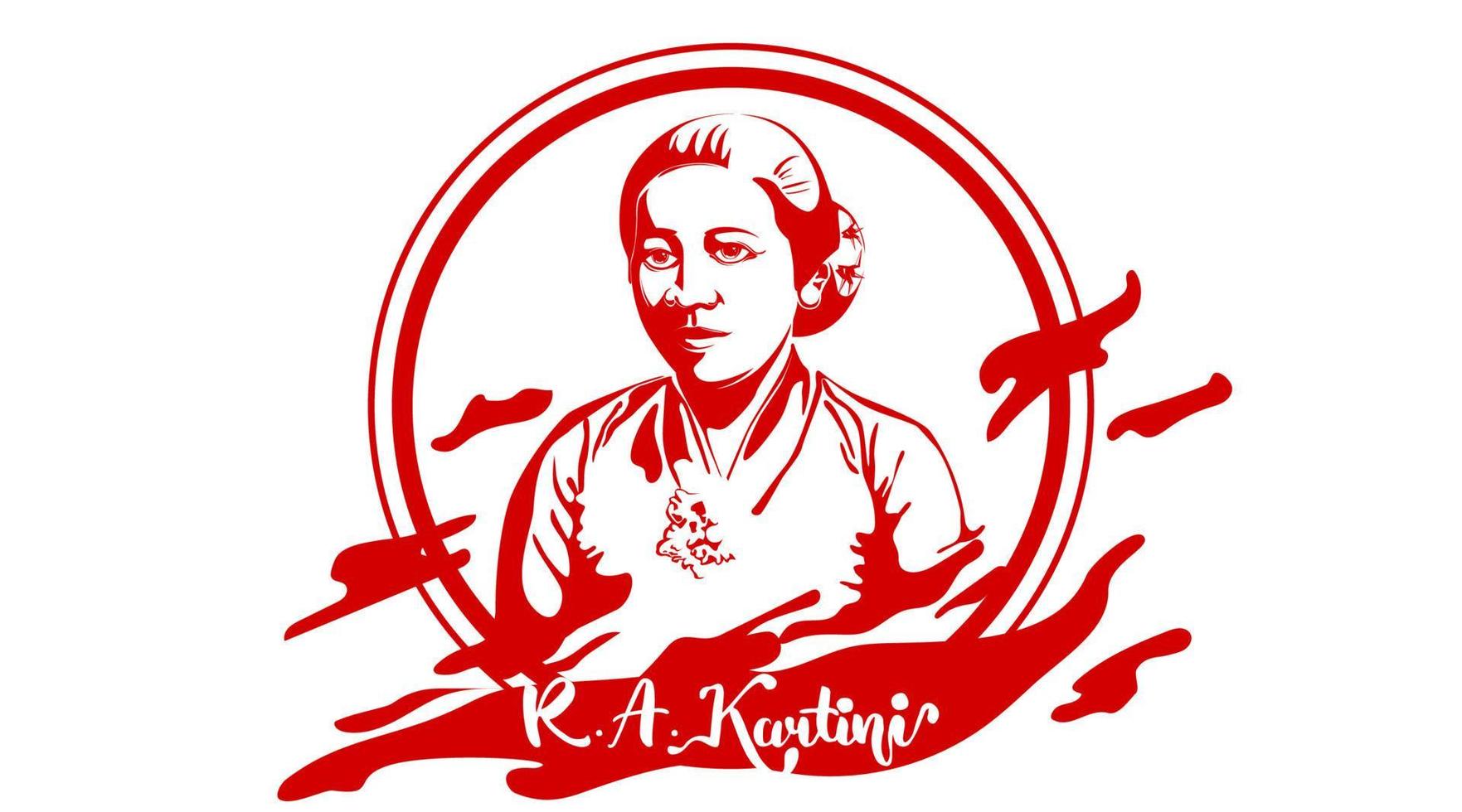 raden adjeng kartini kvinnornas hjältar och mänskliga rättigheter i Indonesien. kan användas för logotyp, maskot eller emblembakgrund. - vektor