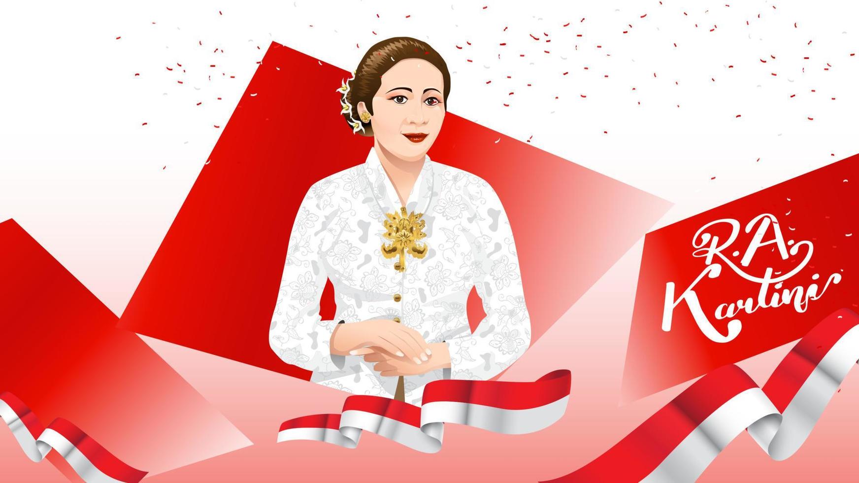 kartini dag, ra kartini kvinnors hjältar och mänskliga rättigheter i Indonesien. banner mall design bakgrund - vektor