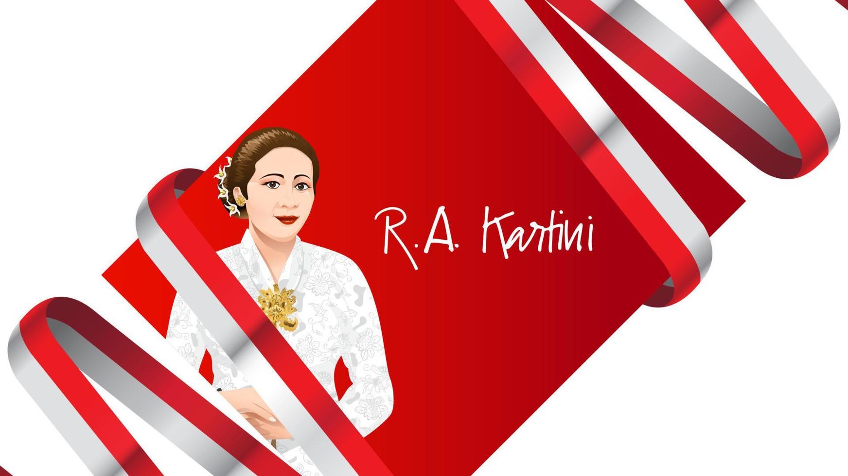 kartini tag, ra kartini die helden der frauen und der menschenrechte in indonesien. Banner-Template-Design-Hintergrund - Vektor