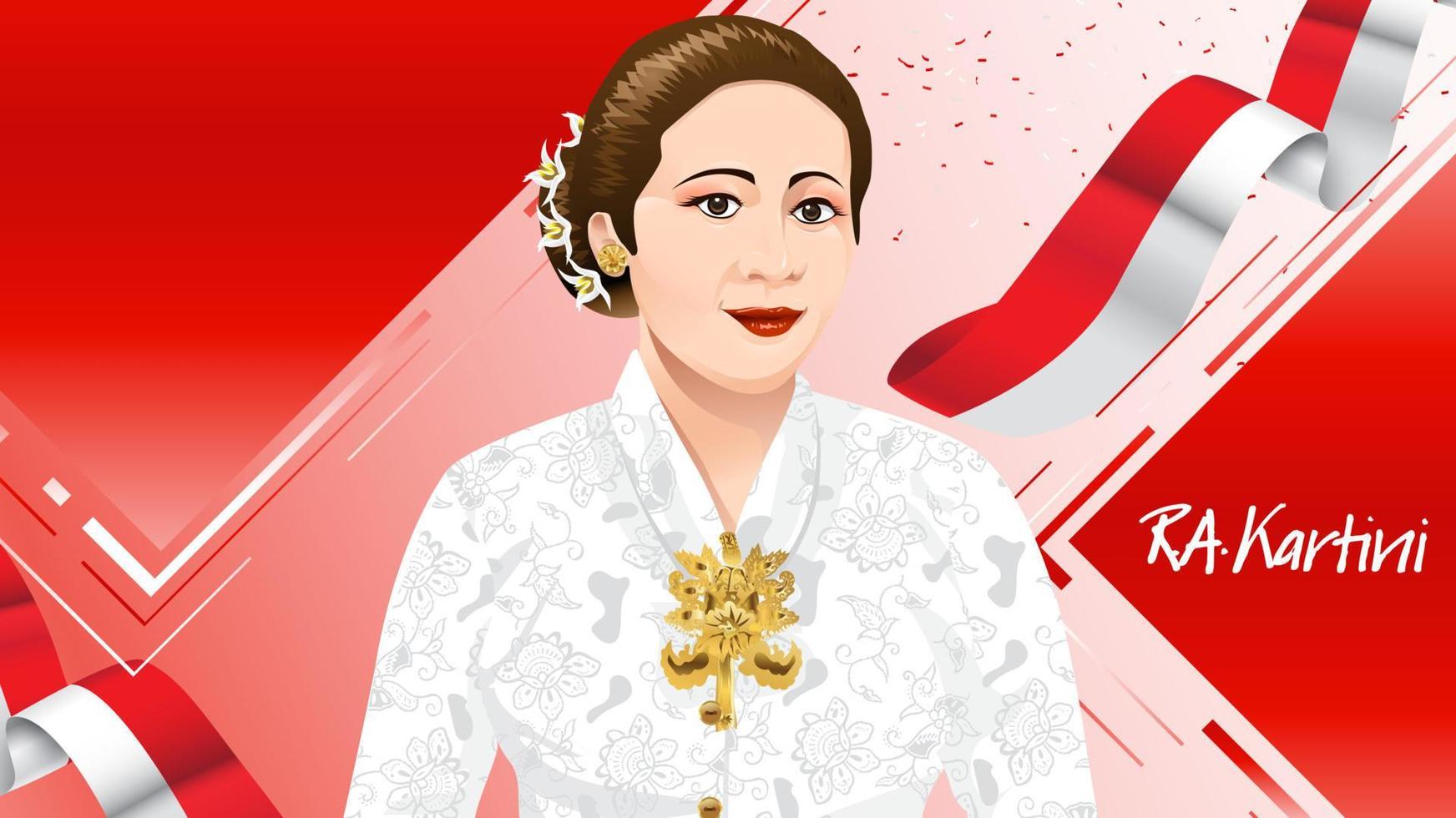 kartini tag, ra kartini die helden der frauen und der menschenrechte in indonesien. Banner-Template-Design-Hintergrund - Vektor