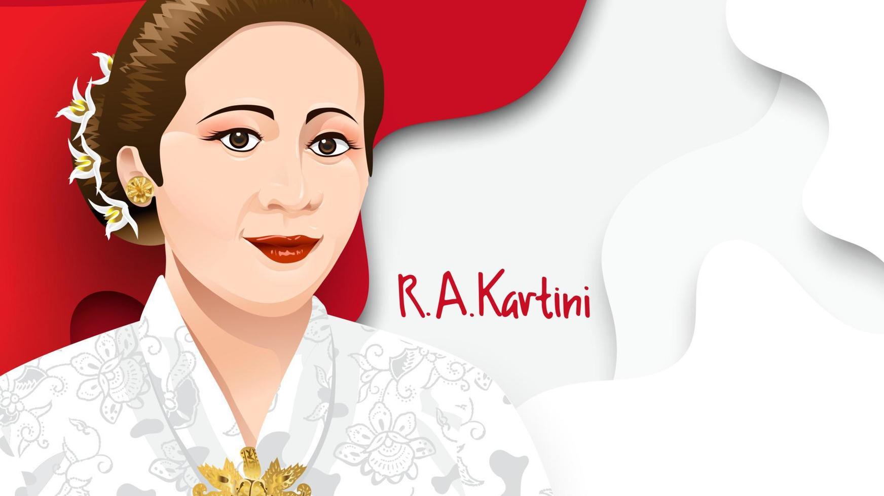 kartini dag, ra kartini kvinnors hjältar och mänskliga rättigheter i Indonesien. banner mall design bakgrund - vektor