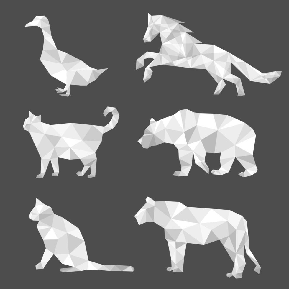 uppsättning av polygon geometriska djur. vektor illustration.