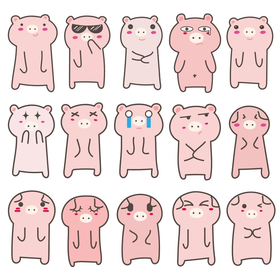 uppsättning av söt gris karaktär design. vektor illustration.