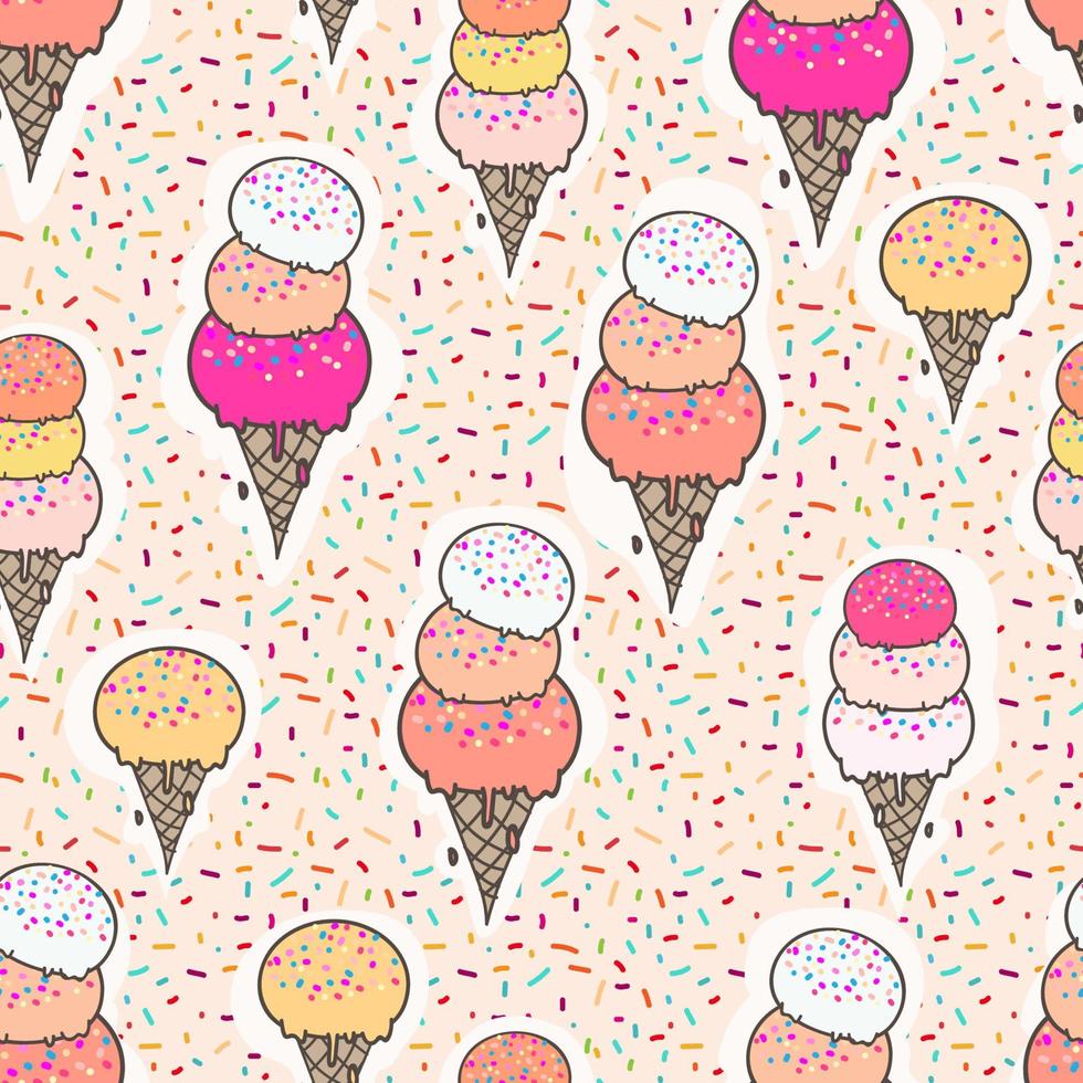 niedlicher eiscreme-nahtloser musterhintergrund. Vektor-Illustration. vektor