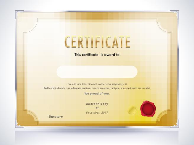 Goldene Zertifikatvorlage vektor