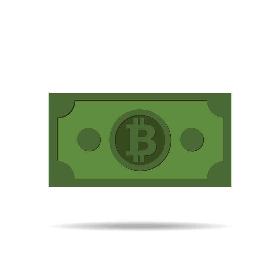 Währungssymbol. Banknoten mit flachem Vektorsymbol für Bitcoin-Zeichen vektor