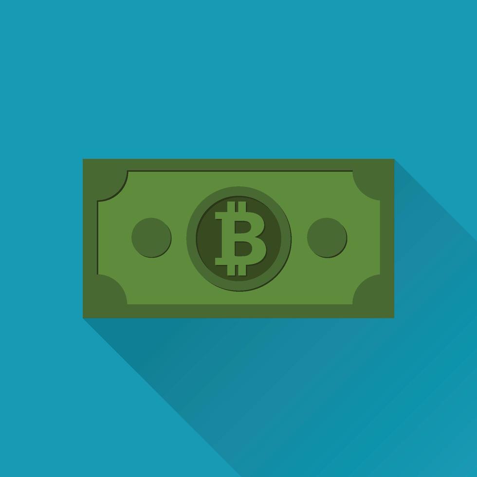 digital bitcoin bill och elektronisk finansiell. valuta ikon. sedlar med bitcoin tecken platt vektor ikon