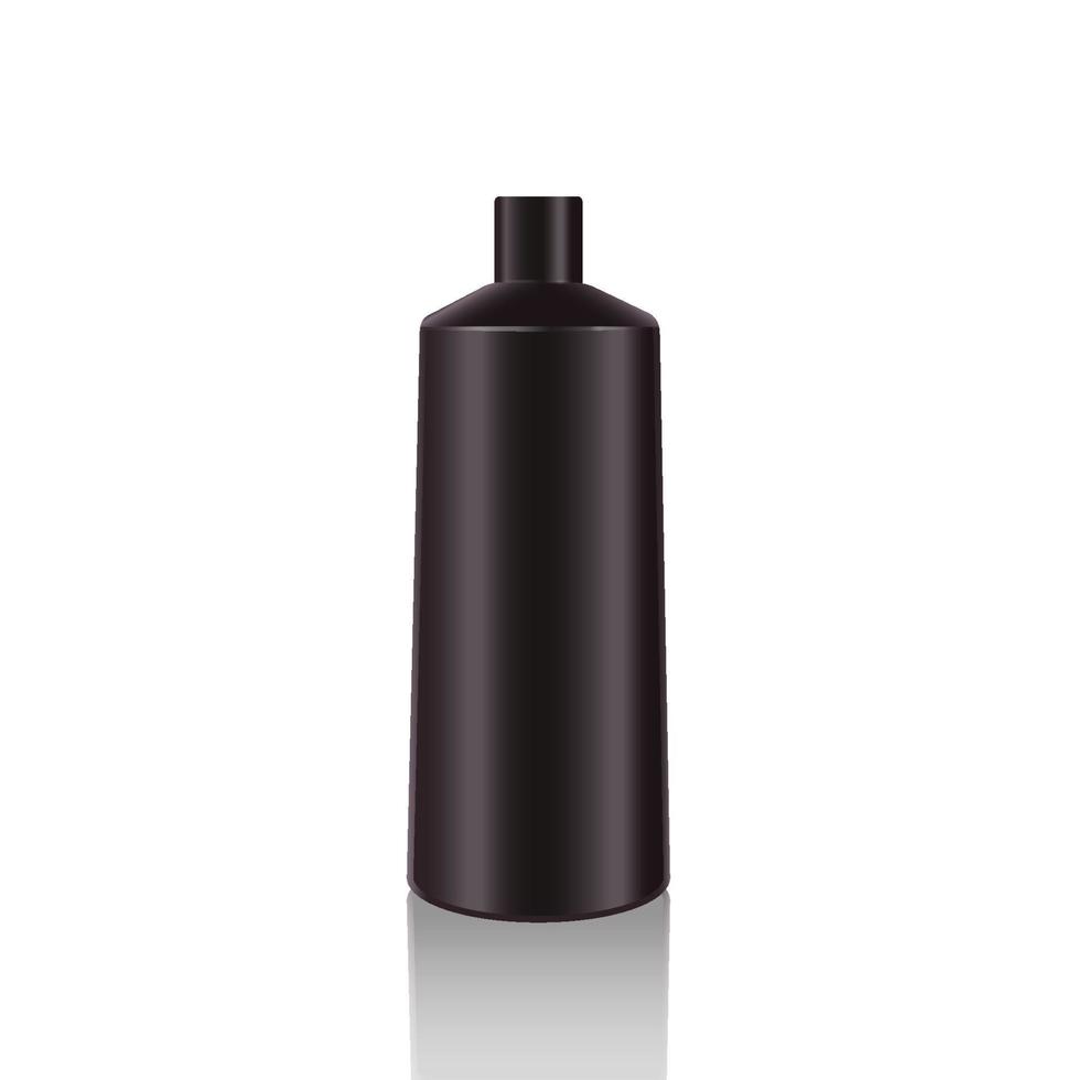 kosmetiska flaskor. realistisk svart flaska för eterisk olja och tub eller behållare för kräm, salva, lotion. mock up set. kosmetisk flaska, kolv, droppflaska, schampo. vektor illustration.