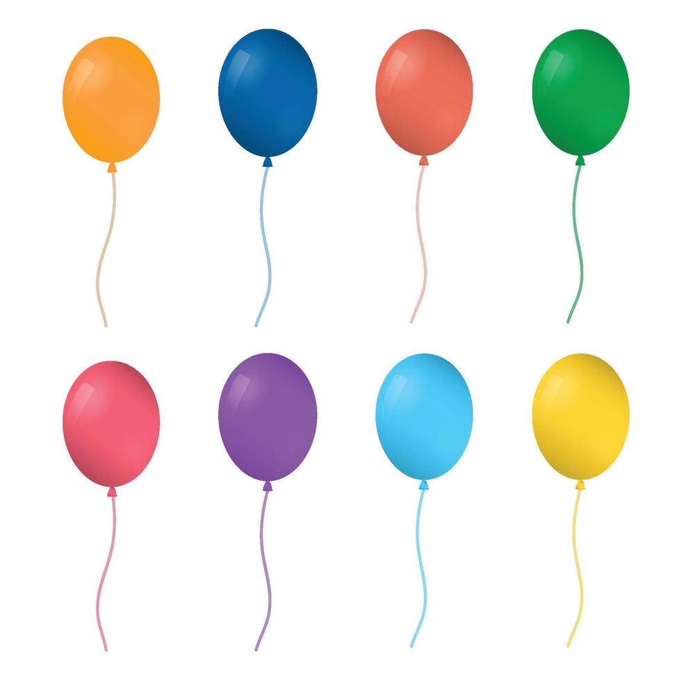 bunte realistische heliumballons lokalisiert auf weißem hintergrund. vektor