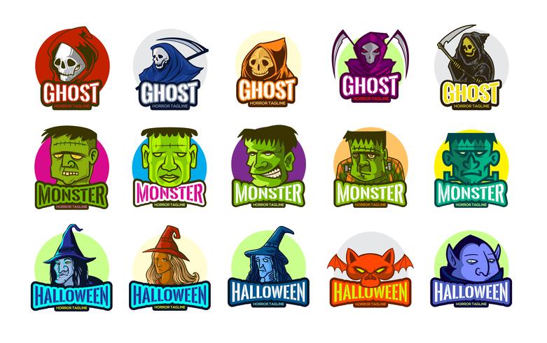 Horror Ghosts Set für Halloween und eSports vektor