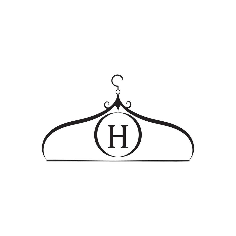 Mode-Vektor-Logo. Kleiderbügel-Logo. Buchstabe h-Logo. Schneider-Emblem. Kleiderschrank-Symbol - Vektordesign vektor