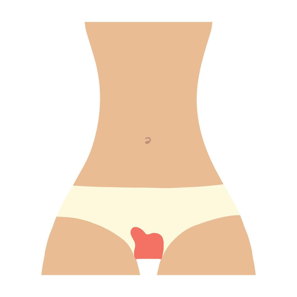 weibliche Menstruation. frauen mit zeit- und hygieneprodukt tampon, damenbinden und menstruationstasse. menstruationsperiode, tampon-illustration für menstruationszubehör. vektor