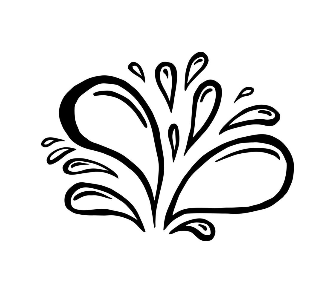 mycket små spray och droppar. kontur vattendroppe ikon. handritad tecknad illustration av aqua. symbol för stänk av vätska i doodle stil. isolerade kontur vektorbild på vit bakgrund. vektor