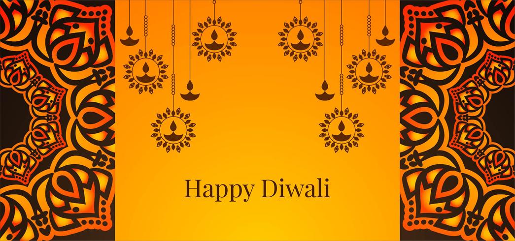 Hängande diya Happy Diwali design vektor