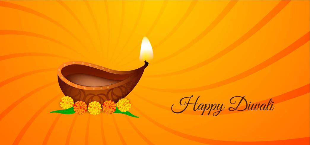 Glücklicher Diwali heller gelber und orange gewundener Entwurf vektor