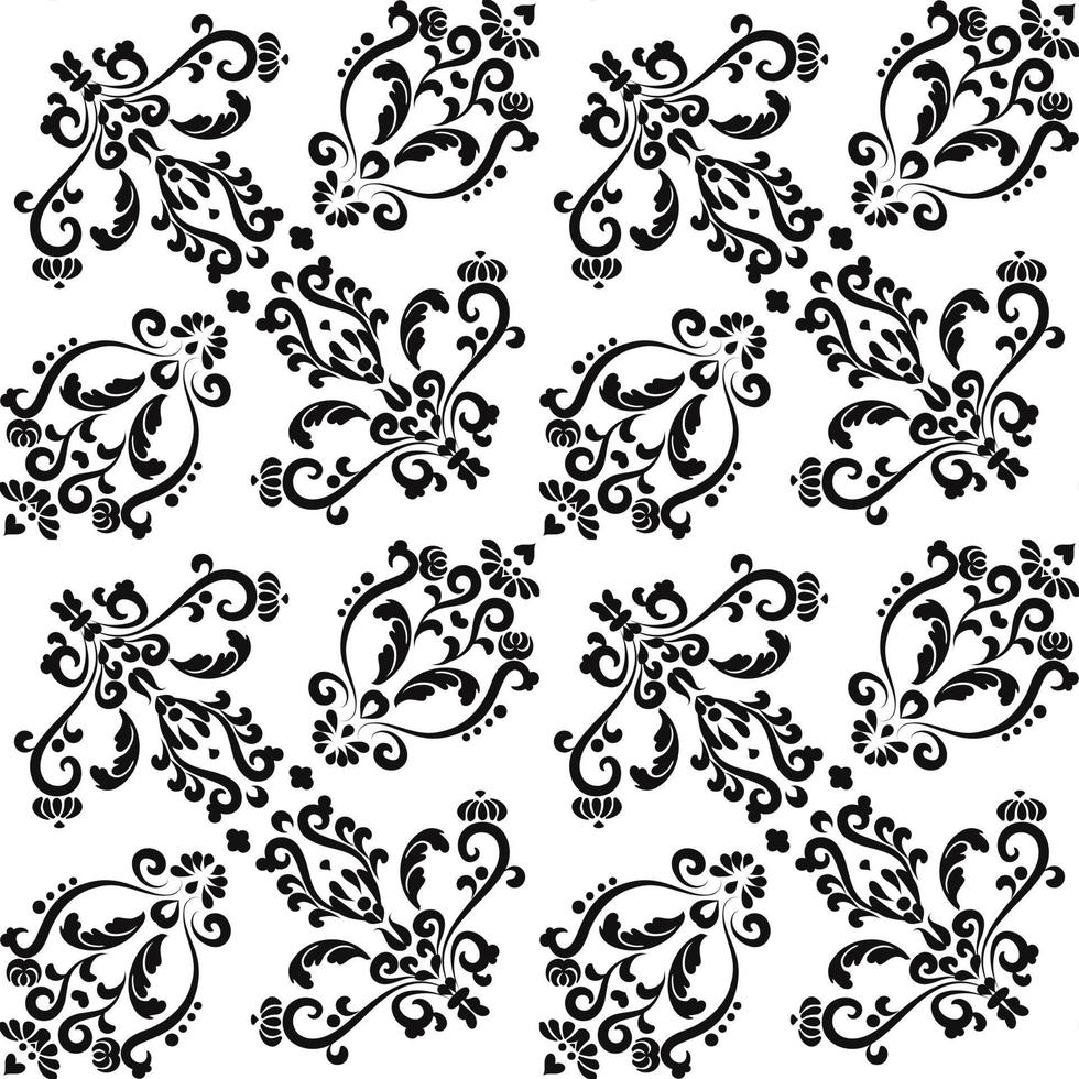 Blumennahtloses Muster.Wiederverwendbare Blumenmalerei-Schablonen. für die Gestaltung von Wand, Textil, Tapete, Verpackung oder Scrapbooking. digitale Grafiken. Schwarz und weiß. vektor