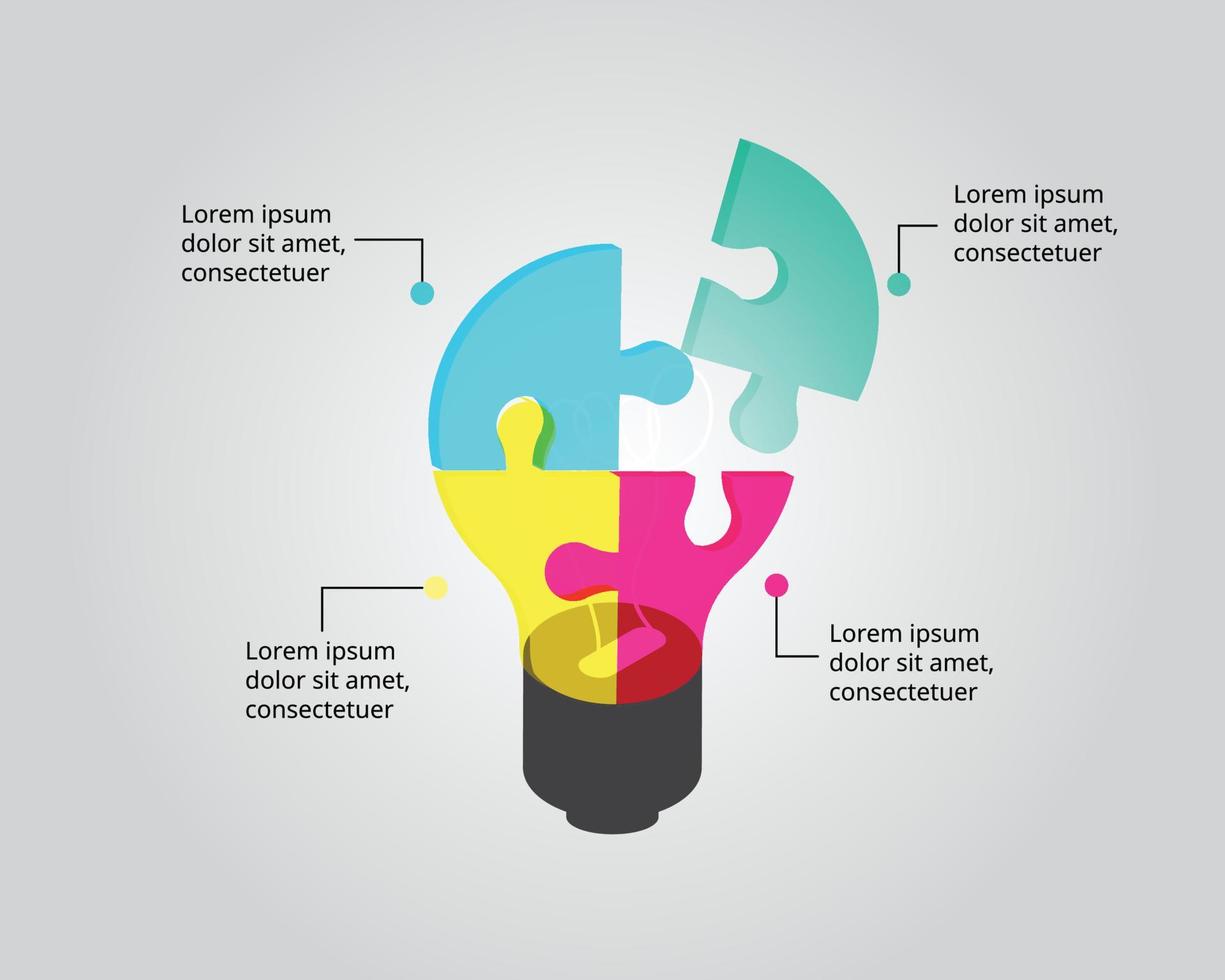 Light Burb Ideenvorlage für Infografik zur Präsentation für 4 Elemente vektor