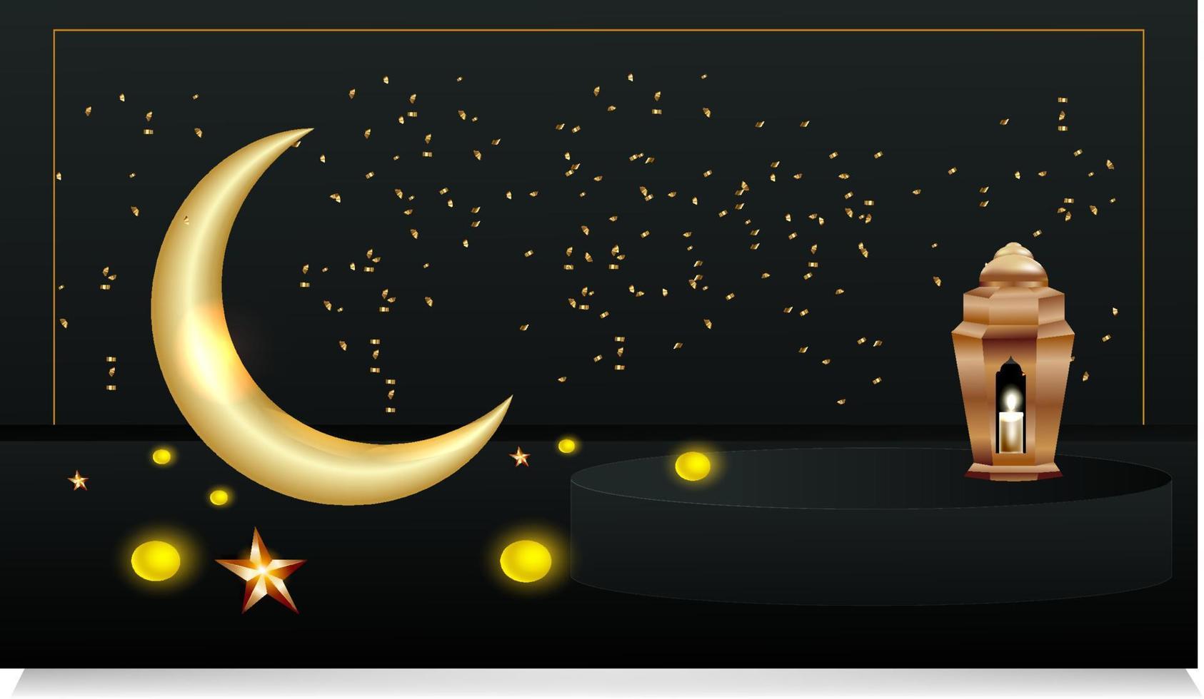 ramadan mubarak luxus islamischer hintergrund mit dekorativer verzierung goldene laterne und stern ramadan hintergrund mit goldener laterne und moschee. vektor