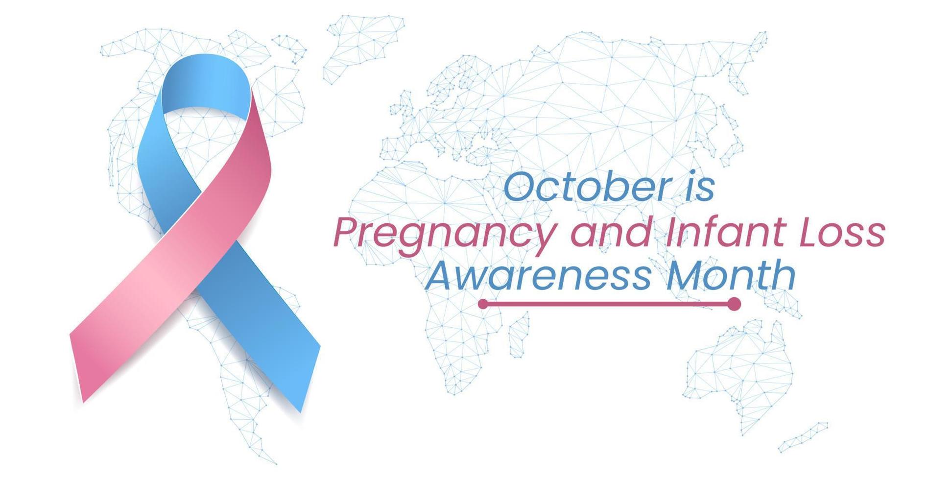 graviditet och spädbarn förlust medvetenhet månad koncept. banner med blått och rosa band medvetenhet och text. vektor illustration.