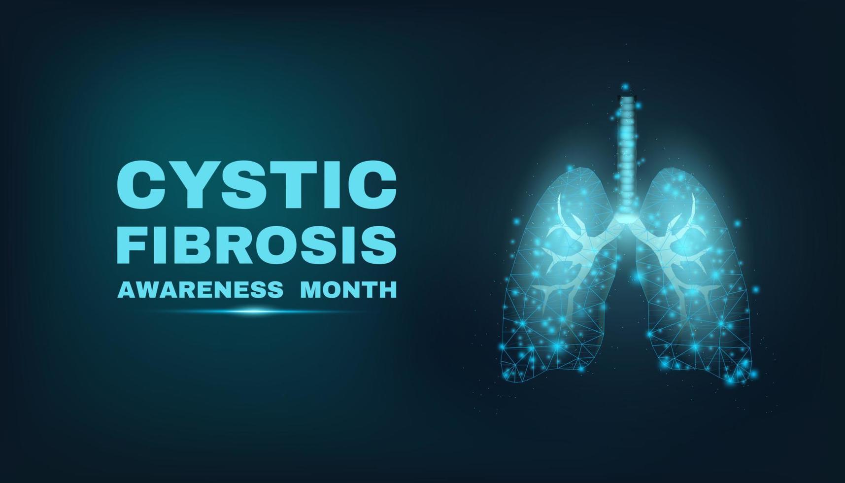 Lunge. Monat des Bewusstseins für Mukoviszidose. Bannervorlage mit leuchtenden Low-Poly-Lungen. Vektor-Illustration. vektor