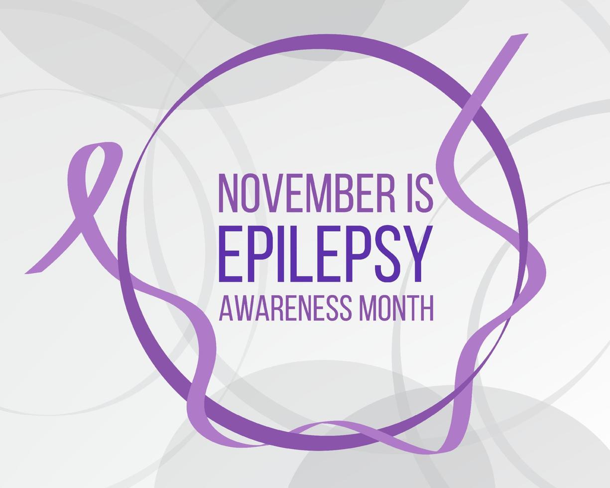 epilepsi medvetenhet månad koncept. banner mall med lila band och text. vektor illustration.