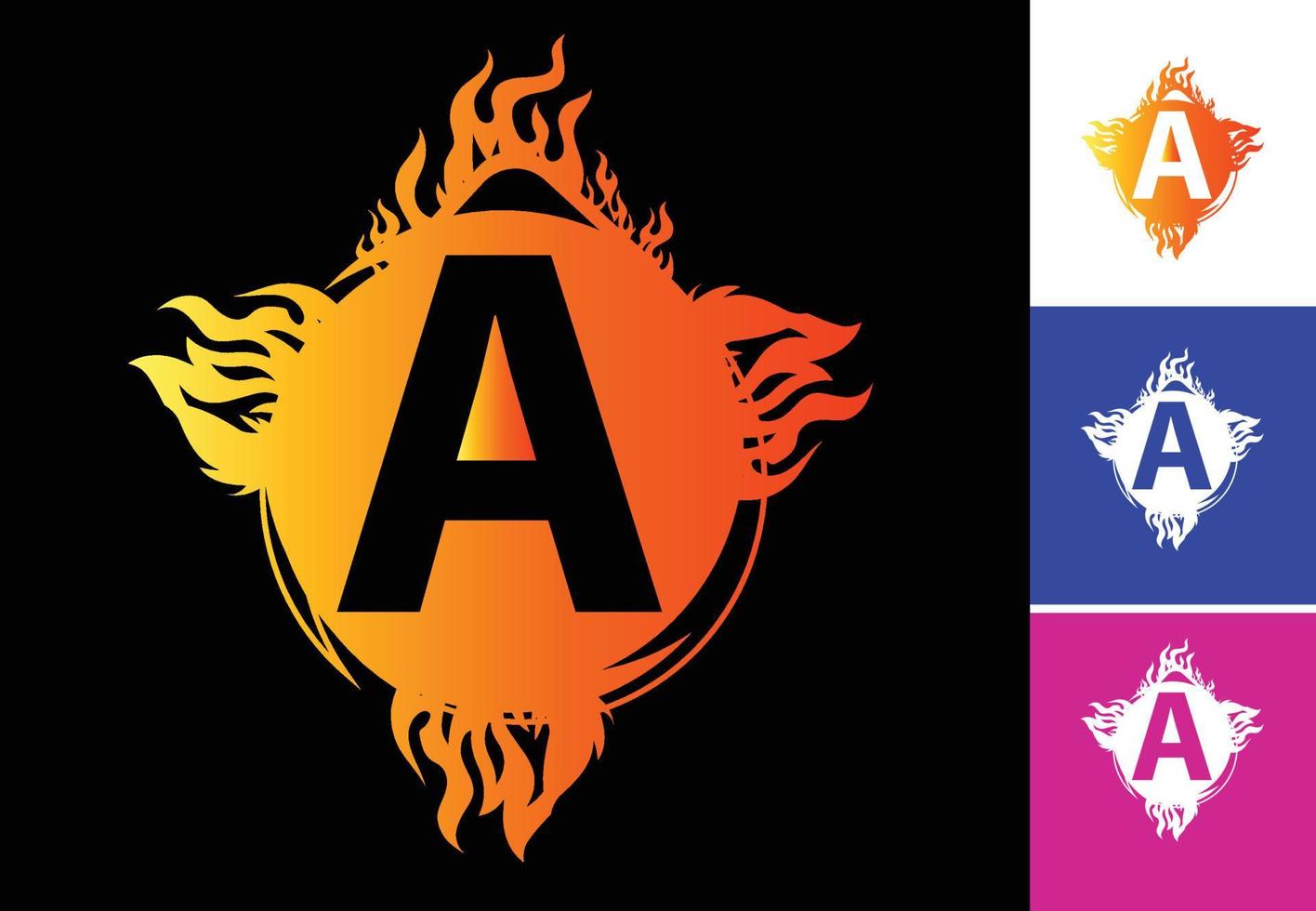 Feuer ein Brieflogo und eine Icon-Design-Vorlage vektor