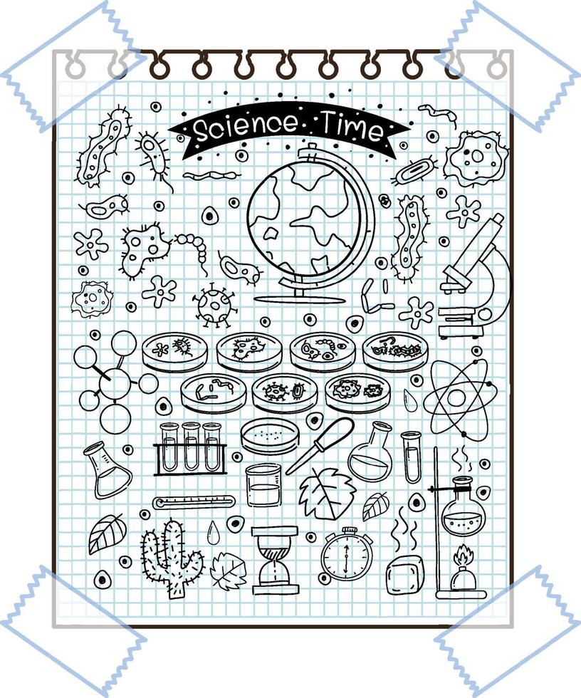 handritad doodle ikoner på papper vektor