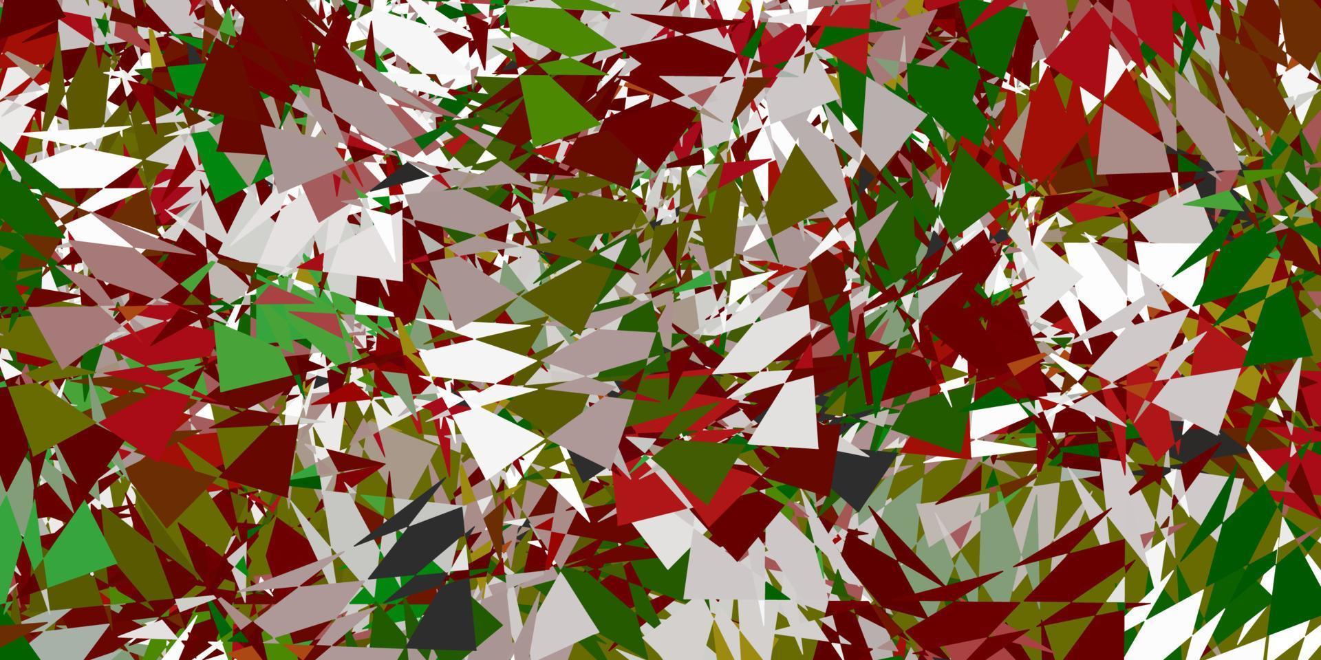 ljusgrön, röd vektorlayout med triangelformer. vektor