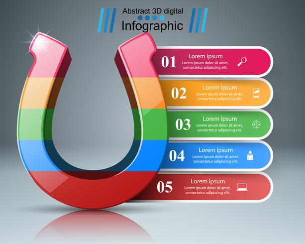 Ikone des Hufeisens 3d - Geschäft infographic. vektor