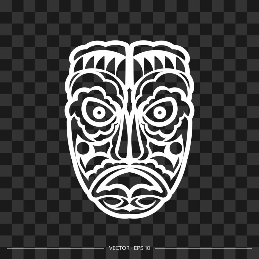 tiki mask. prov av maori eller polynesien. mall för t-shirts. vektor illustration.