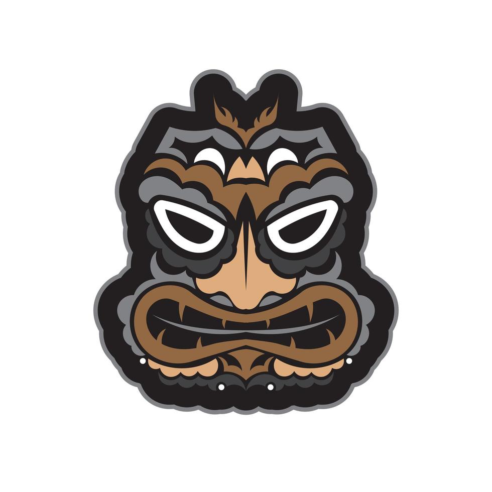 Gesicht mit Maori-Muster. Maske im samoanischen Stil. Polynesischer Druck für T-Shirts, Tassen, Handyhüllen und mehr. exklusive Corporate Identity. Vektor