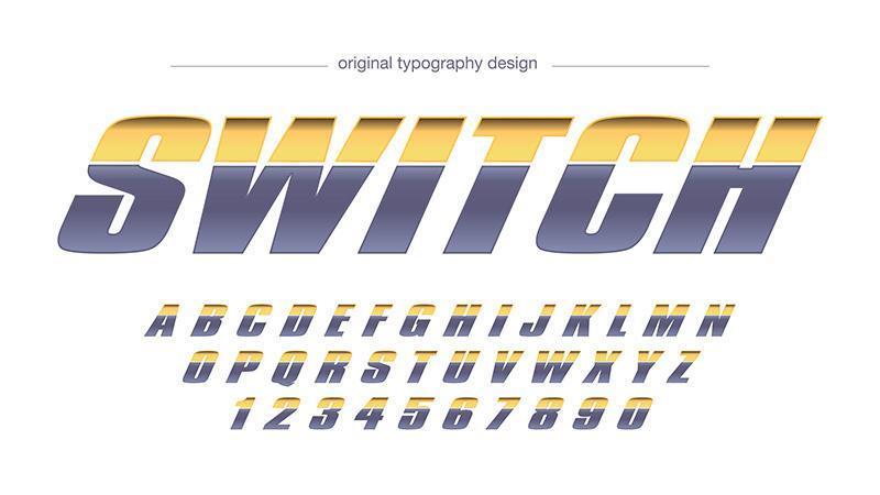 Gelbe graue metallische Sport-Typografie vektor