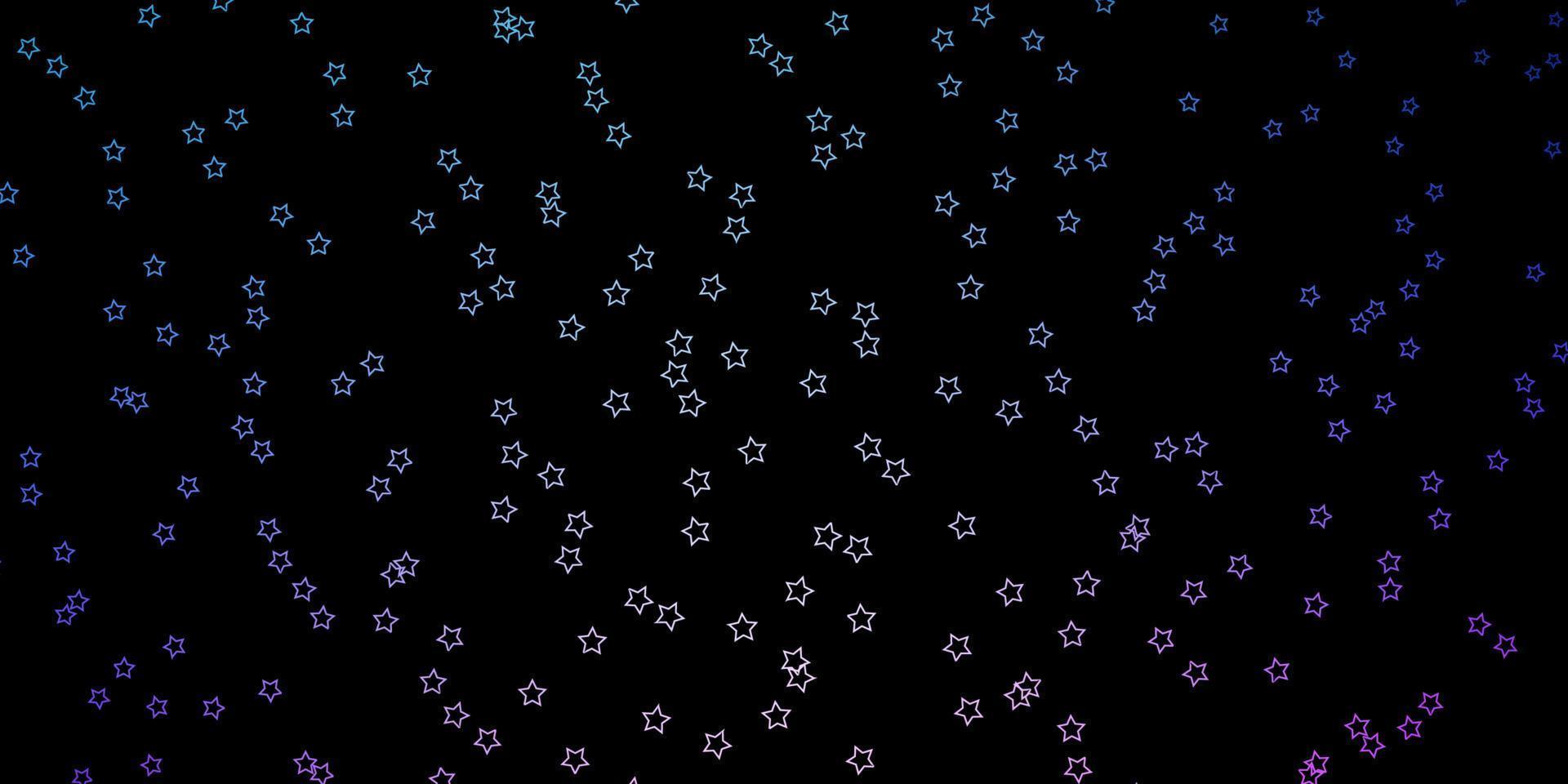 mörkrosa, blå vektorbakgrund med små och stora stjärnor. vektor